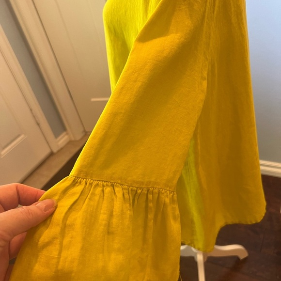 Bryn Walker Chartreuse Lagenlook High Low Hem Three-Quarter Sleeve Tunic Top XL - Picture 7 of 13